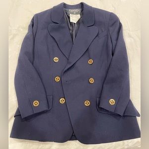 Vintage Chanel Womens Size 42 Jacket/ Blazer Navy Wool